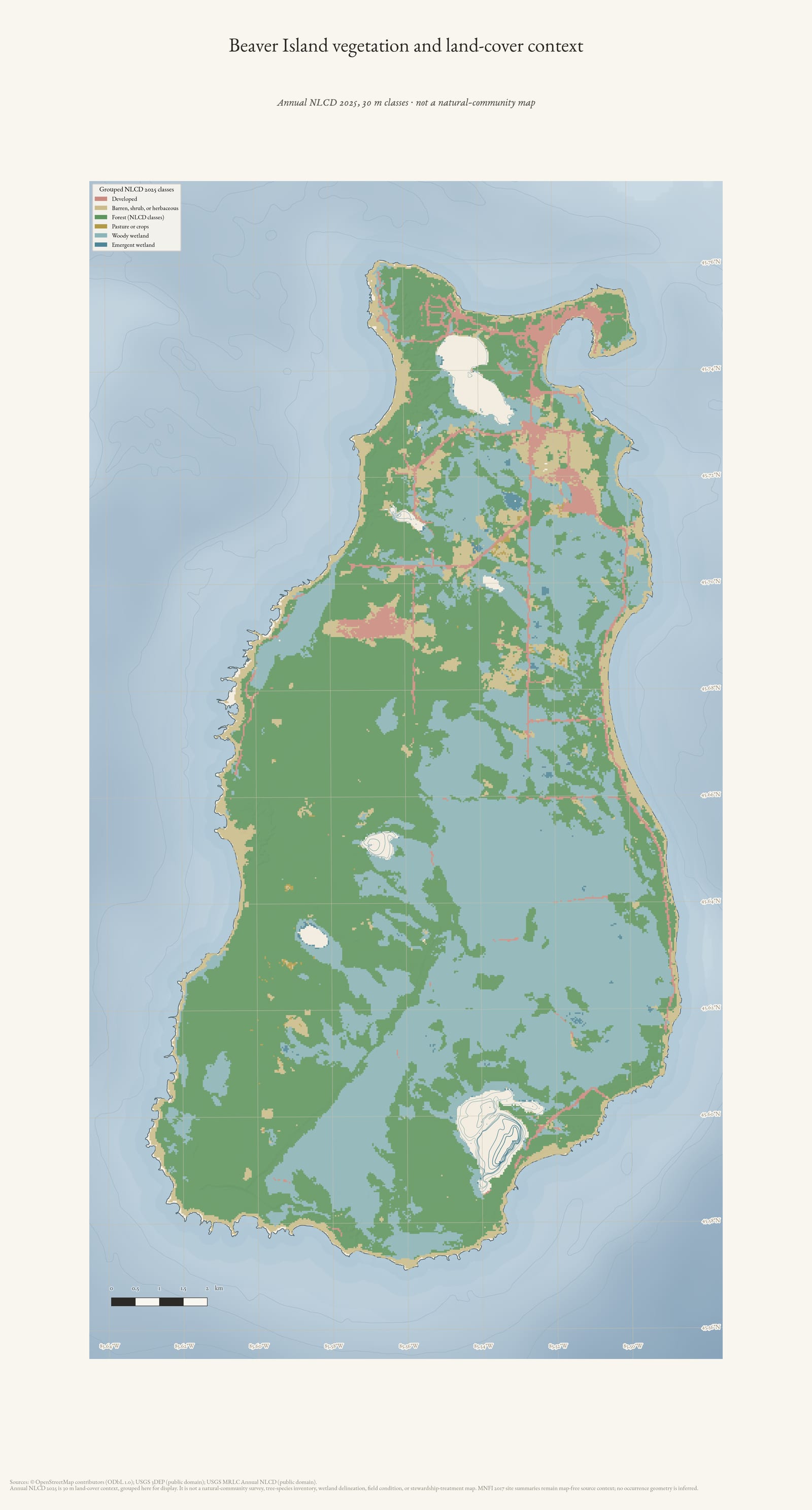 Vegetation and land-cover context map of Beaver Island.