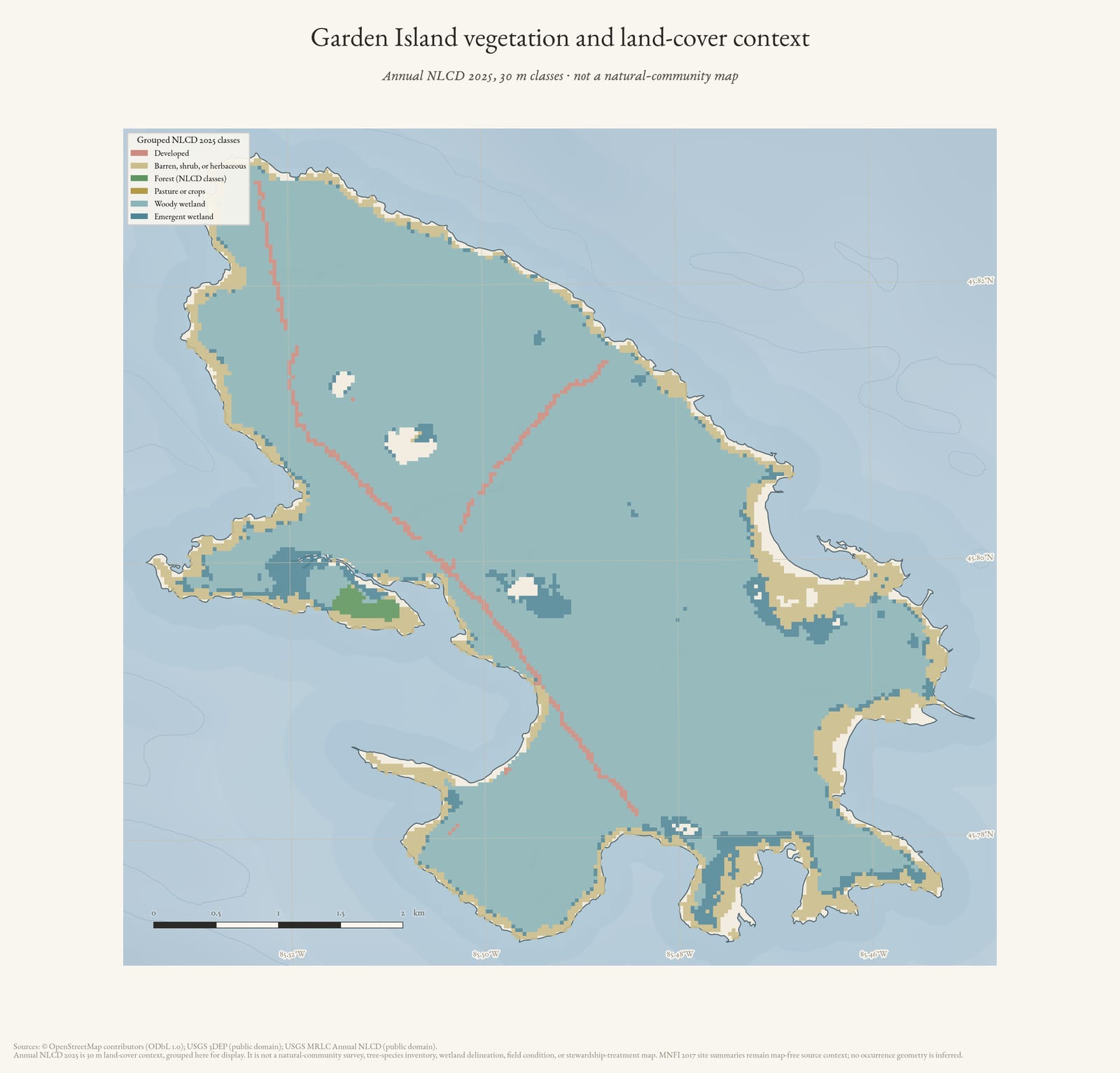 Vegetation and land-cover context map of Garden Island.