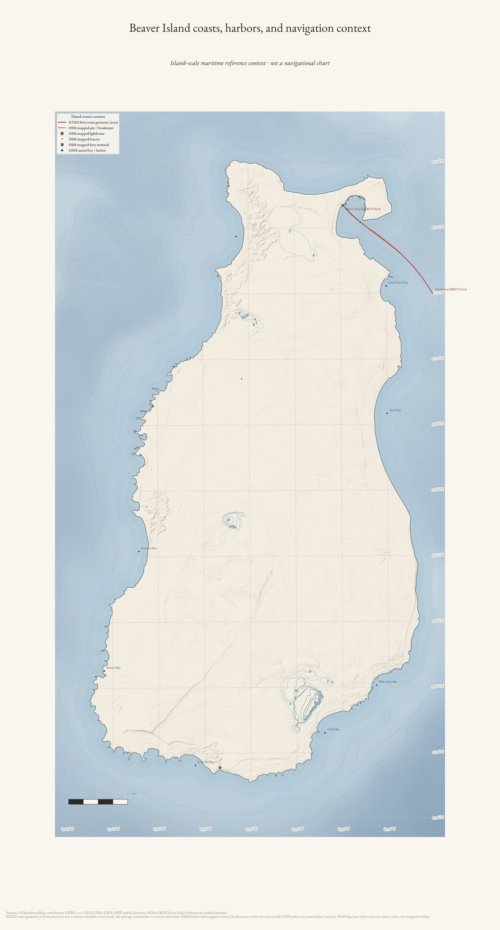 Maritime-context map of Beaver Island.