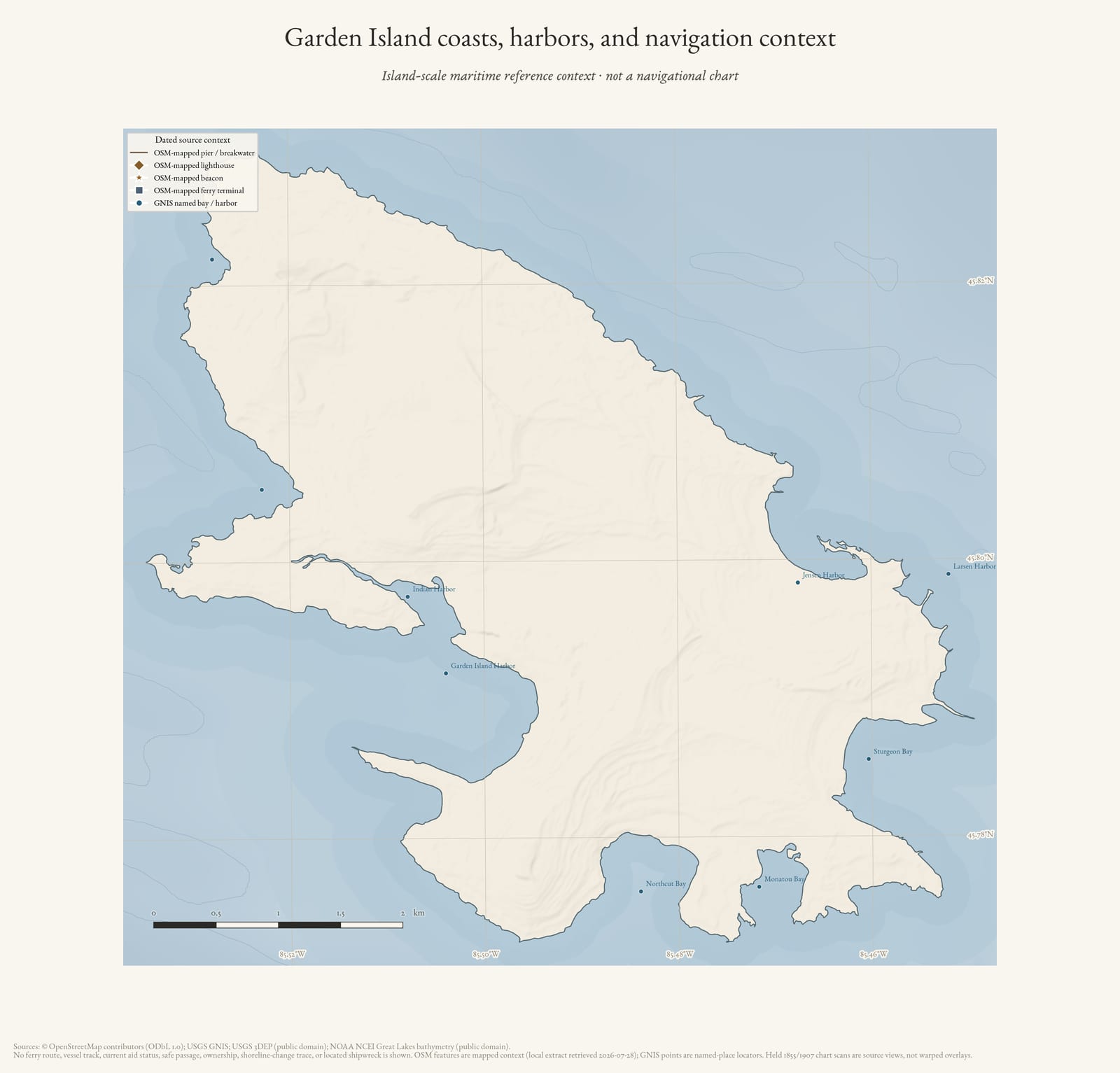 Maritime-context map of Garden Island.
