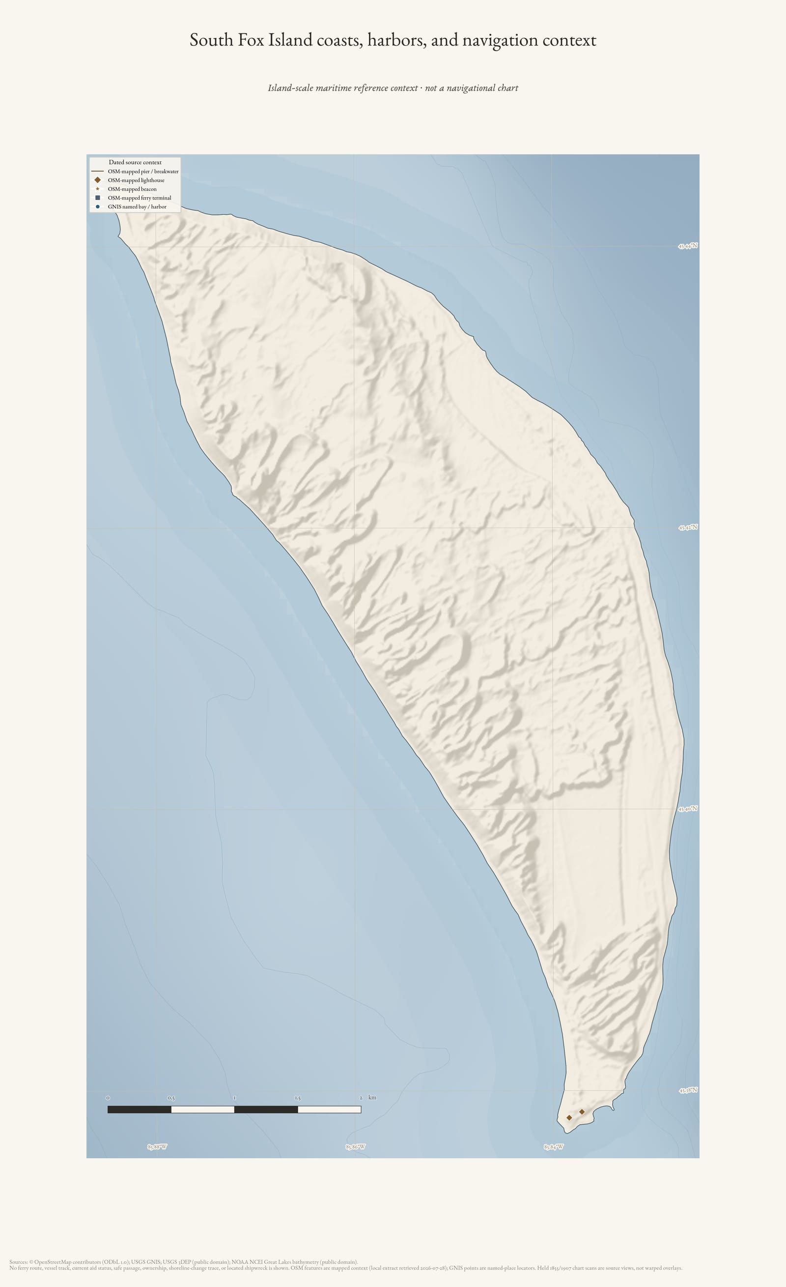 Maritime-context map of South Fox Island.