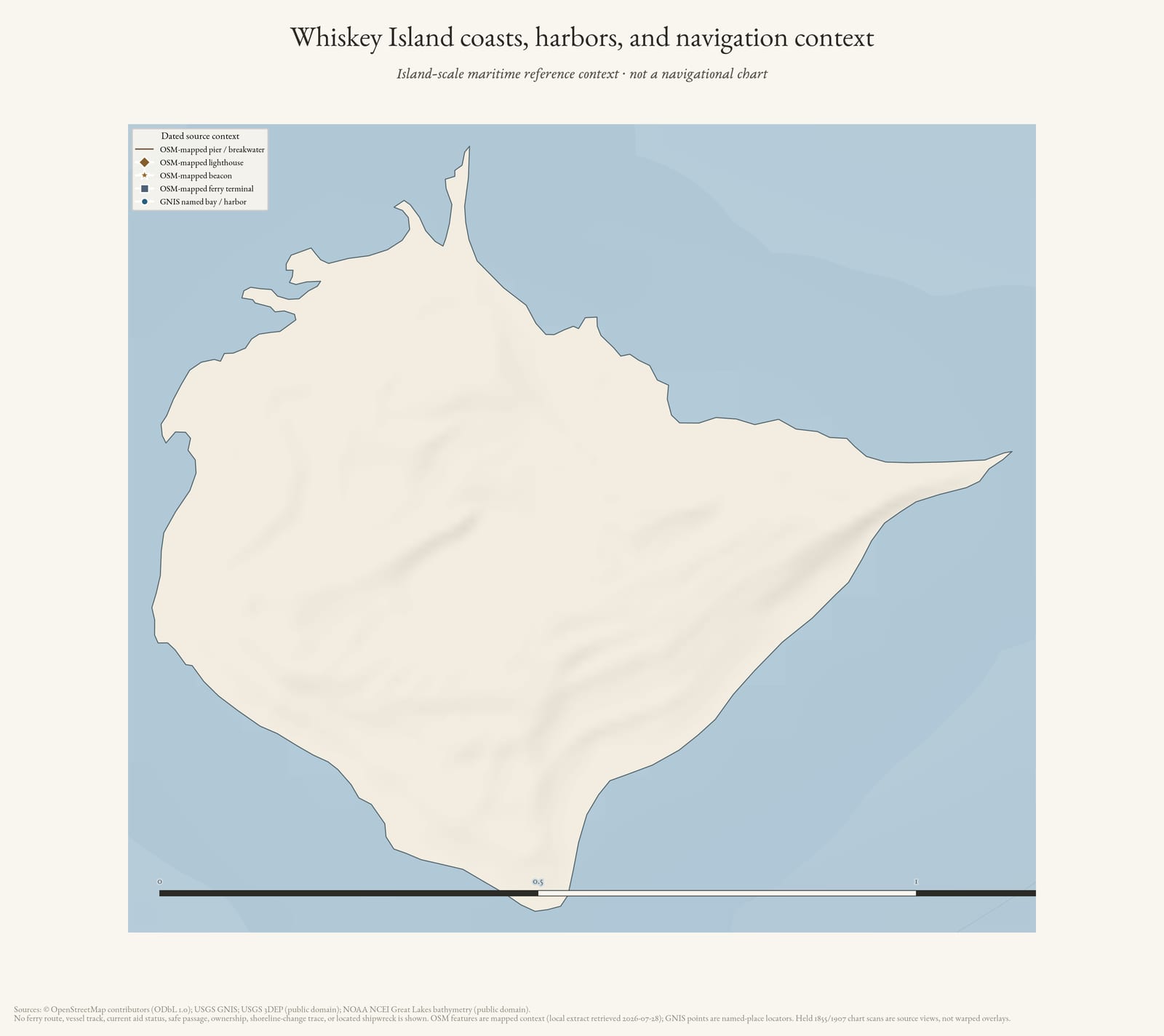Maritime-context map of Whiskey Island.