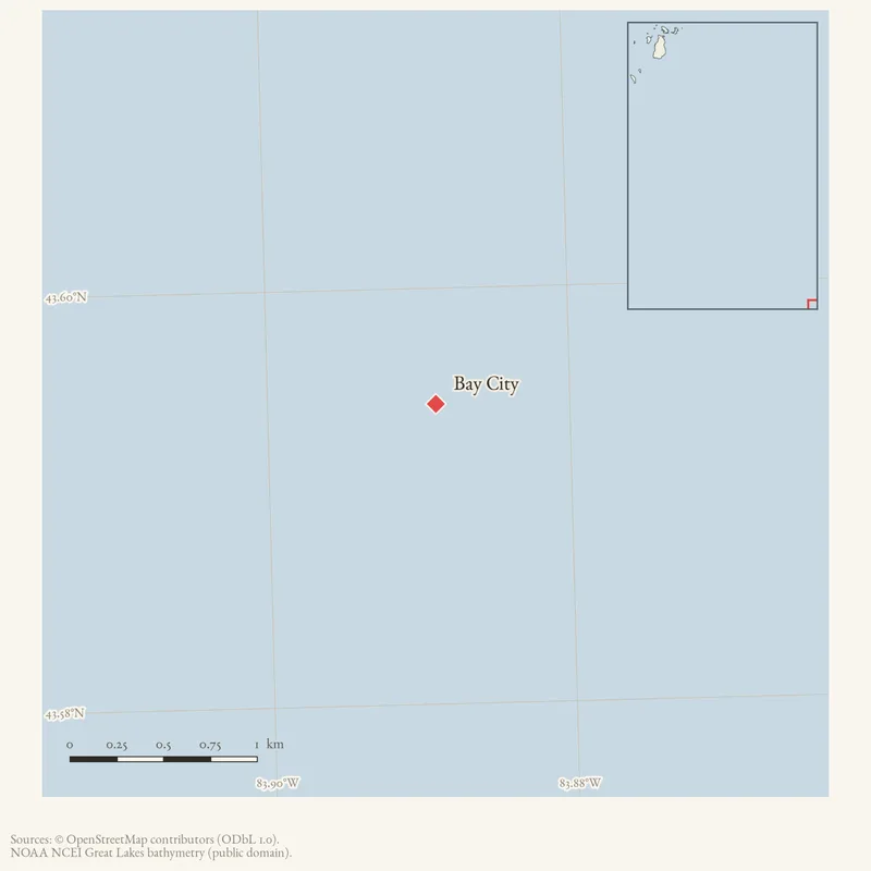 Locator map: Bay City highlighted within the Beaver Island archipelago