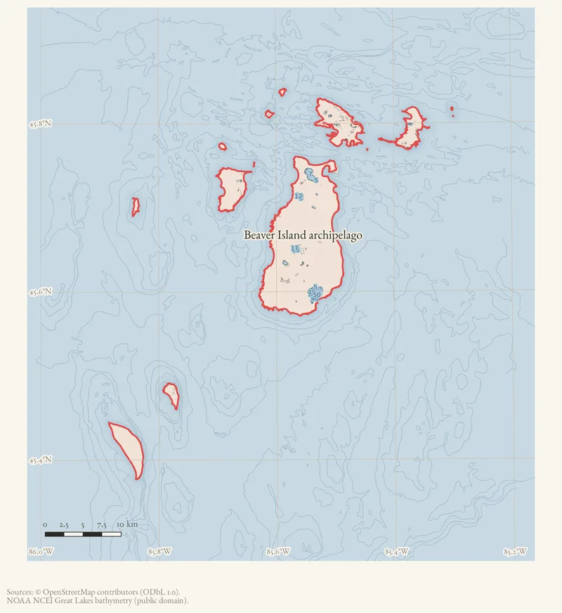 Locator map: Beaver Island archipelago highlighted within the Beaver Island archipelago