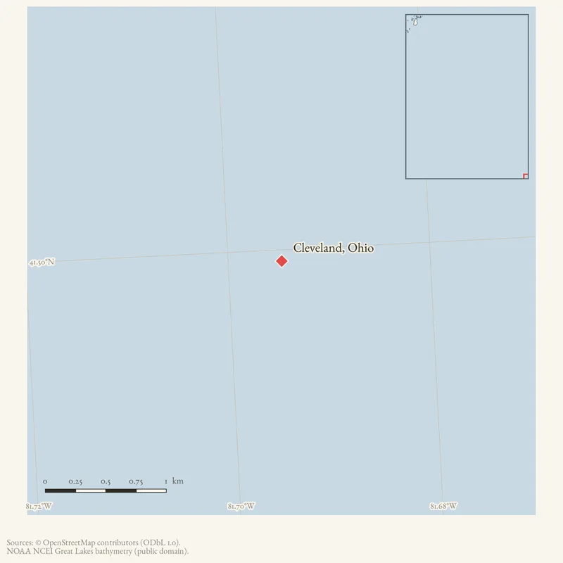 Locator map: Cleveland, Ohio highlighted within the Beaver Island archipelago