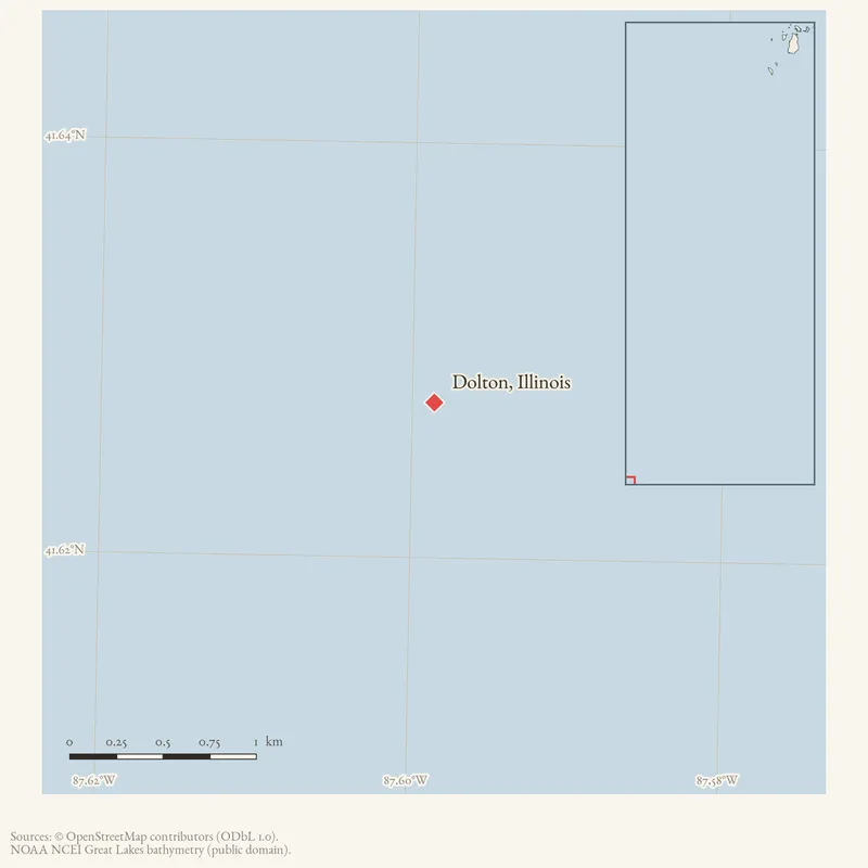 Locator map: Dolton, Illinois highlighted within the Beaver Island archipelago