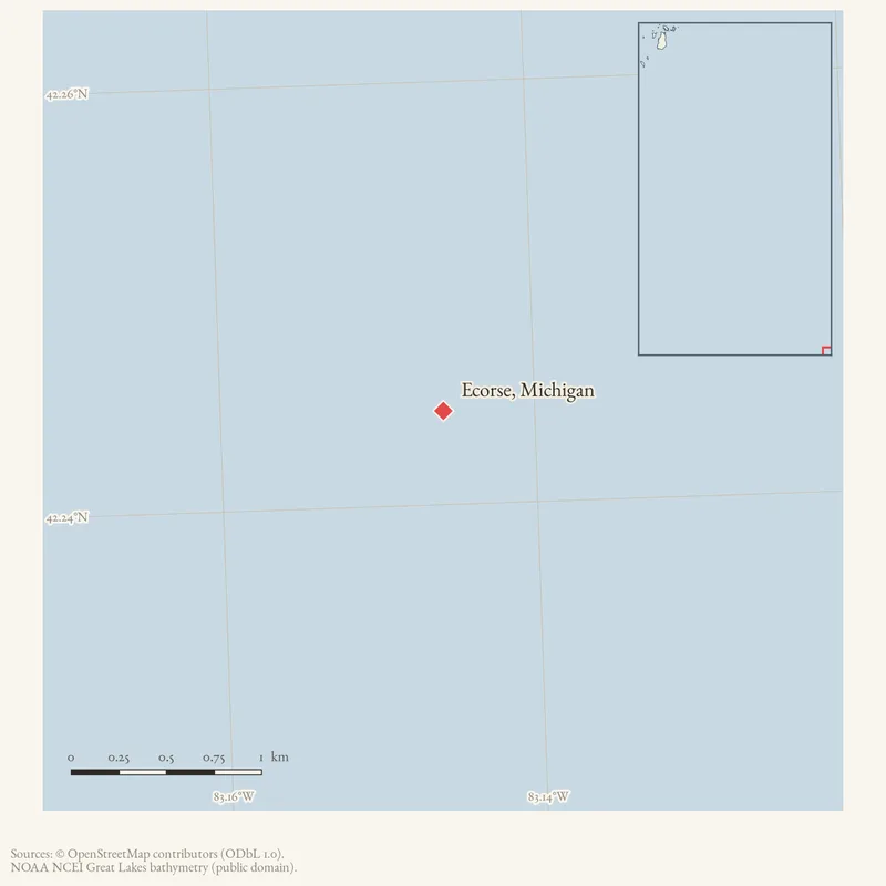 Locator map: Ecorse, Michigan highlighted within the Beaver Island archipelago
