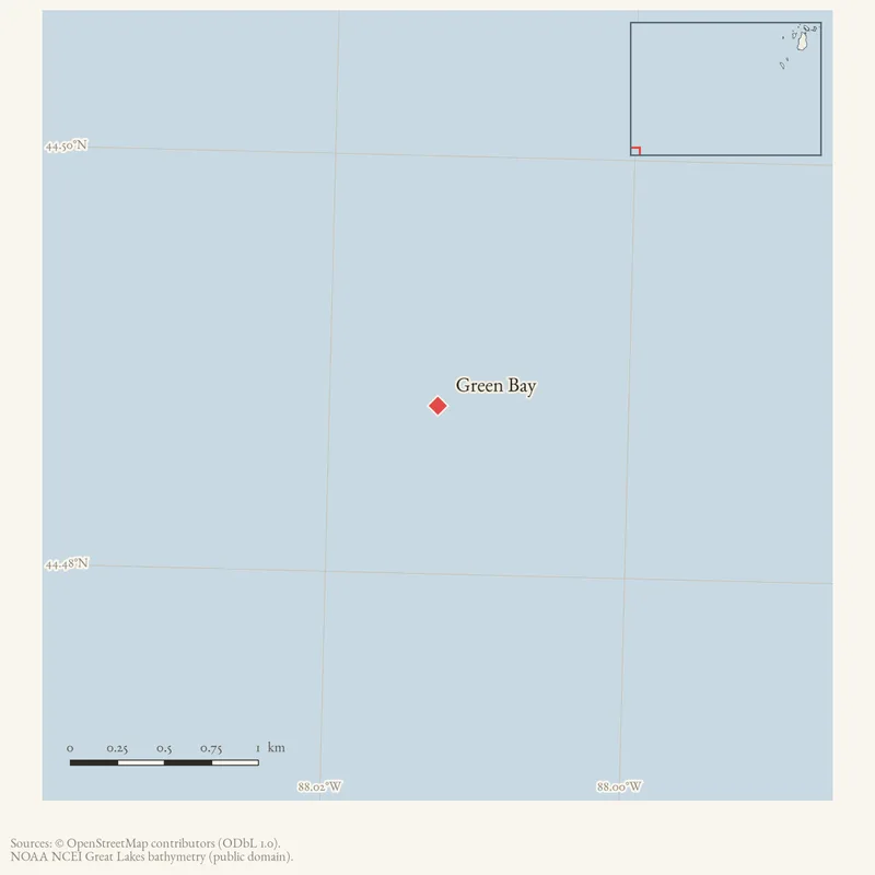 Locator map: Green Bay highlighted within the Beaver Island archipelago