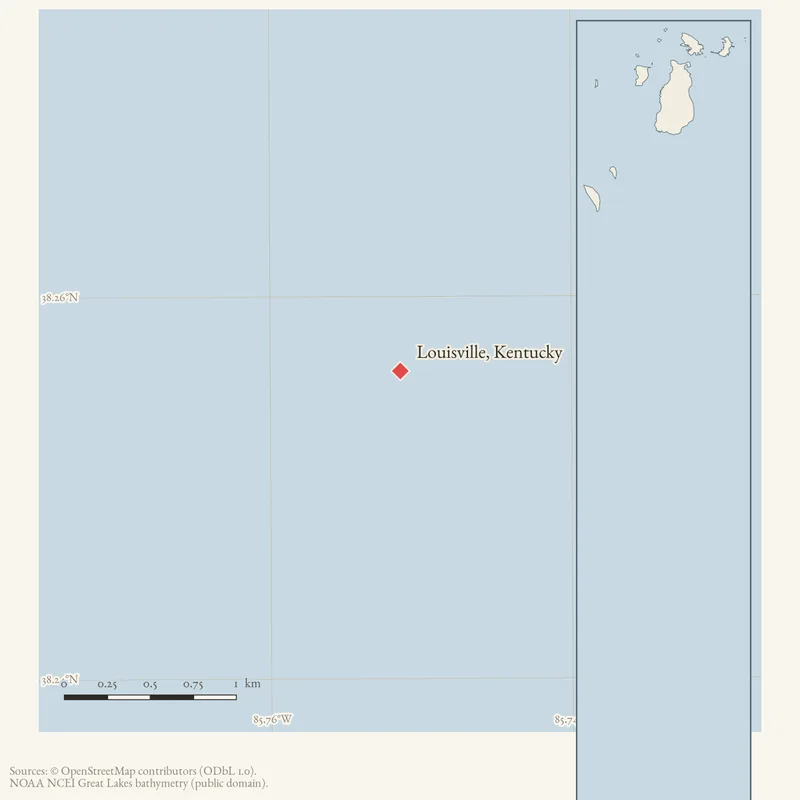 Locator map: Louisville, Kentucky highlighted within the Beaver Island archipelago