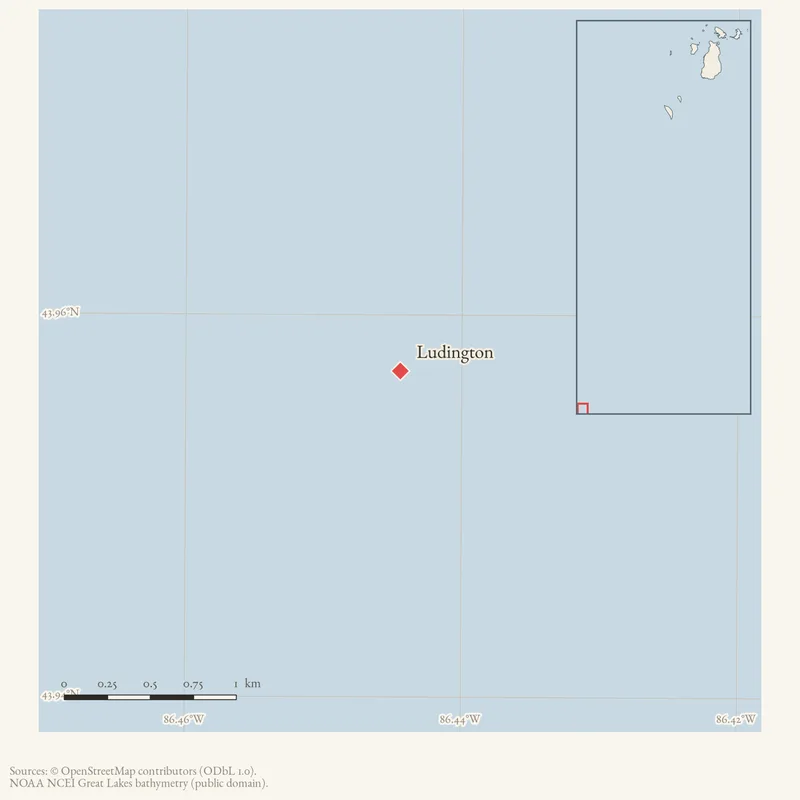 Locator map: Ludington highlighted within the Beaver Island archipelago
