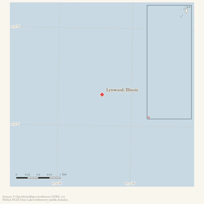 Locator map: Lynwood, Illinois highlighted within the Beaver Island archipelago
