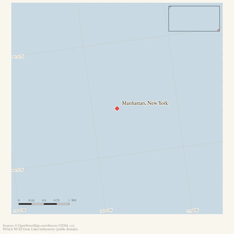 Locator map: Manhattan, New York highlighted within the Beaver Island archipelago