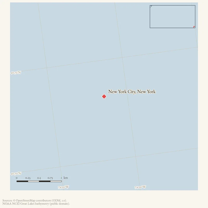 Locator map: New York City, New York highlighted within the Beaver Island archipelago