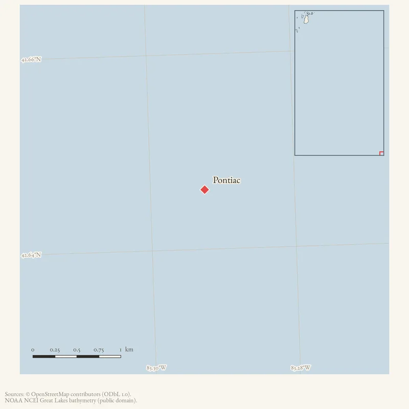 Locator map: Pontiac highlighted within the Beaver Island archipelago