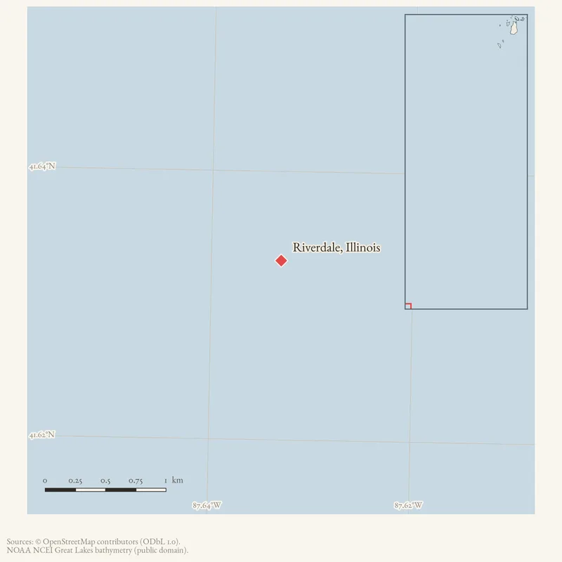 Locator map: Riverdale, Illinois highlighted within the Beaver Island archipelago