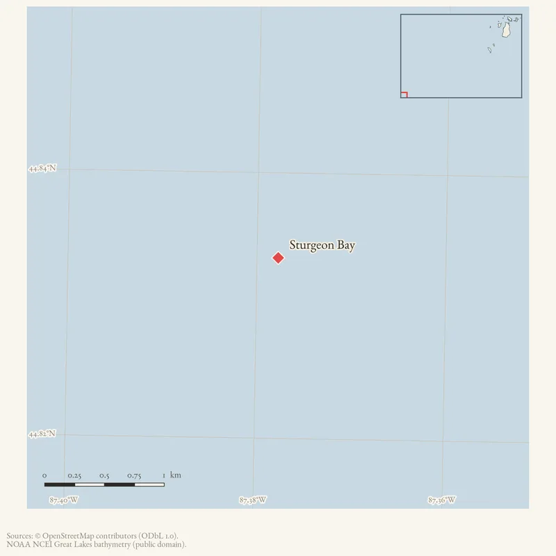 Locator map: Sturgeon Bay highlighted within the Beaver Island archipelago