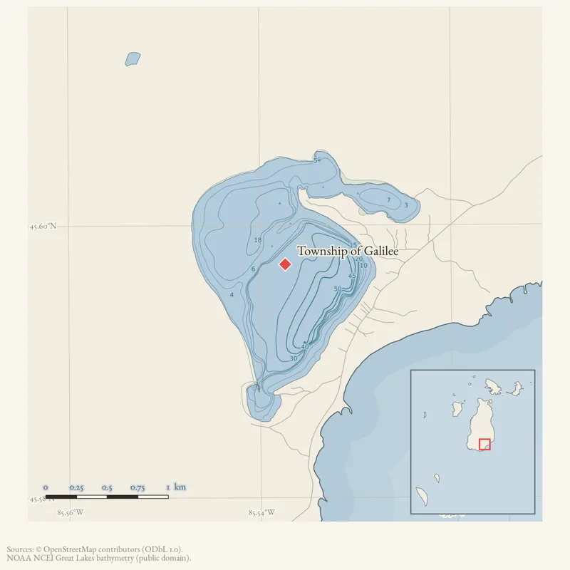 Locator map: Township of Galilee highlighted within the Beaver Island archipelago