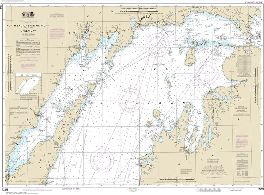 Historical chart: North end of Lake Michigan, including Green Bay, held by NOAA Office of Coast Survey, 2016.