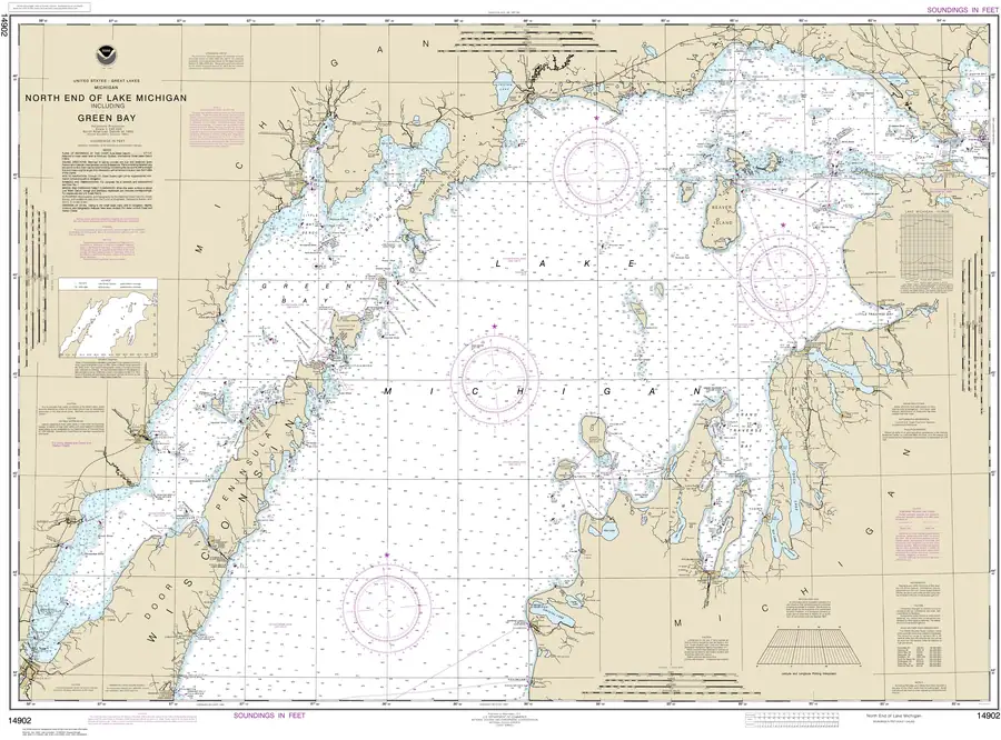 Historical chart: North end of Lake Michigan, including Green Bay, held by NOAA Office of Coast Survey, 2020.