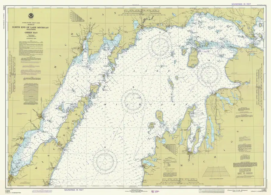 Historical chart: North End Of Lake Michigan Including Green Bay, held by NOAA Office of Coast Survey, 1981.