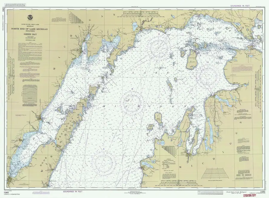Historical chart: North End Of Lake Michigan Including Green Bay, held by NOAA Office of Coast Survey, 1987.