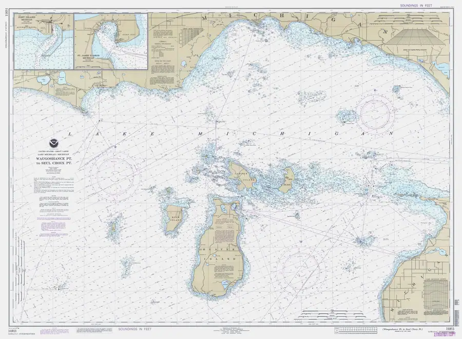 Historical chart: Waugoshance Pt To Seul Choix Pt, held by NOAA Office of Coast Survey, 1993.