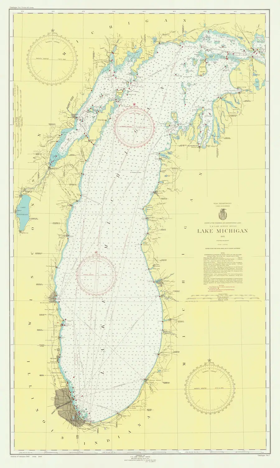 Historical chart: Lake Michigan, held by NOAA Office of Coast Survey, 1945.