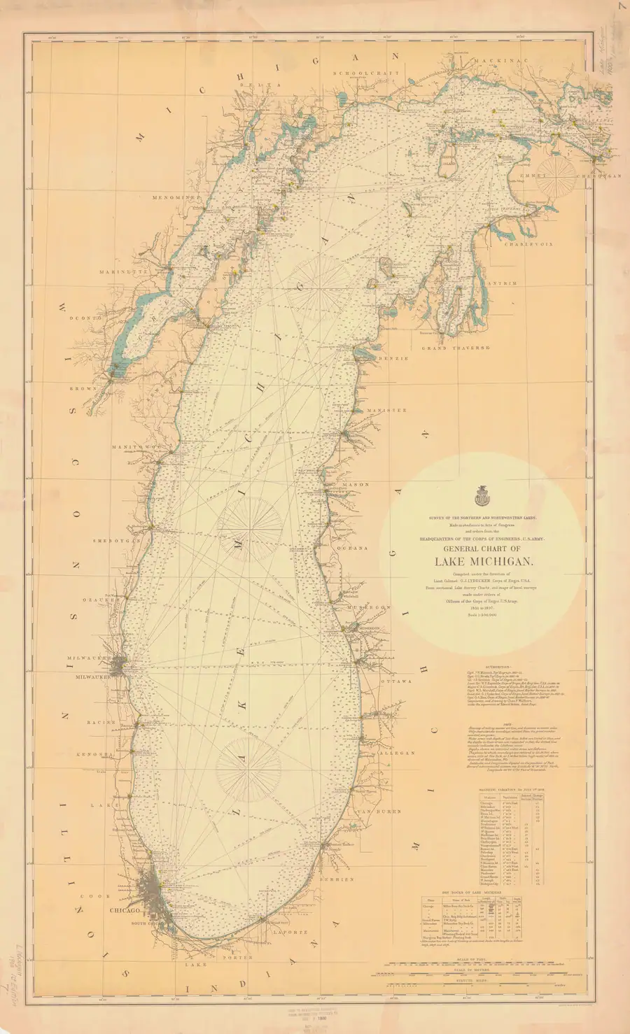 Historical chart: General Chart Of Lake Michigan, held by NOAA Office of Coast Survey, 1900.