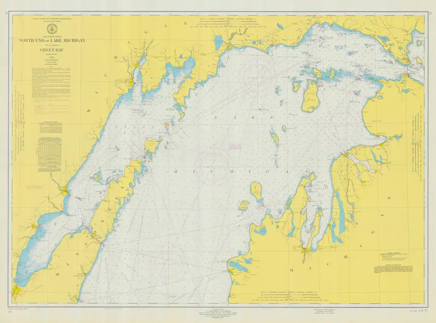 Historical chart: North End Of Lake Michigan Including Green Bay, held by NOAA Office of Coast Survey, 1972.