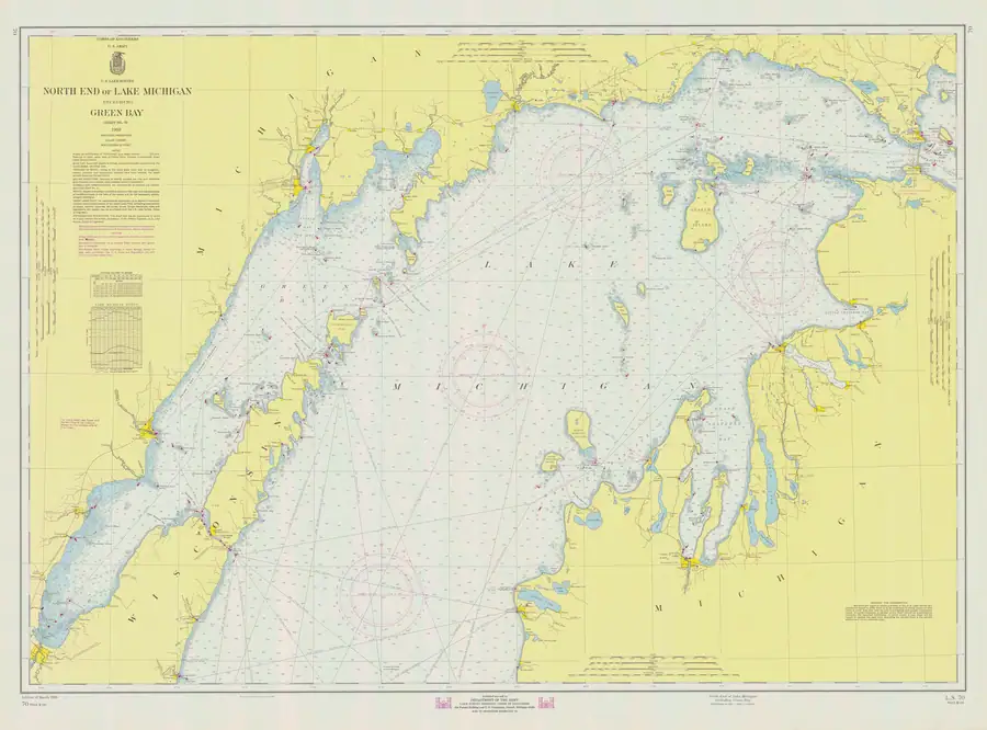 Historical chart: North End Of Lake Michigan Including Green Bay, held by NOAA Office of Coast Survey, 1969.