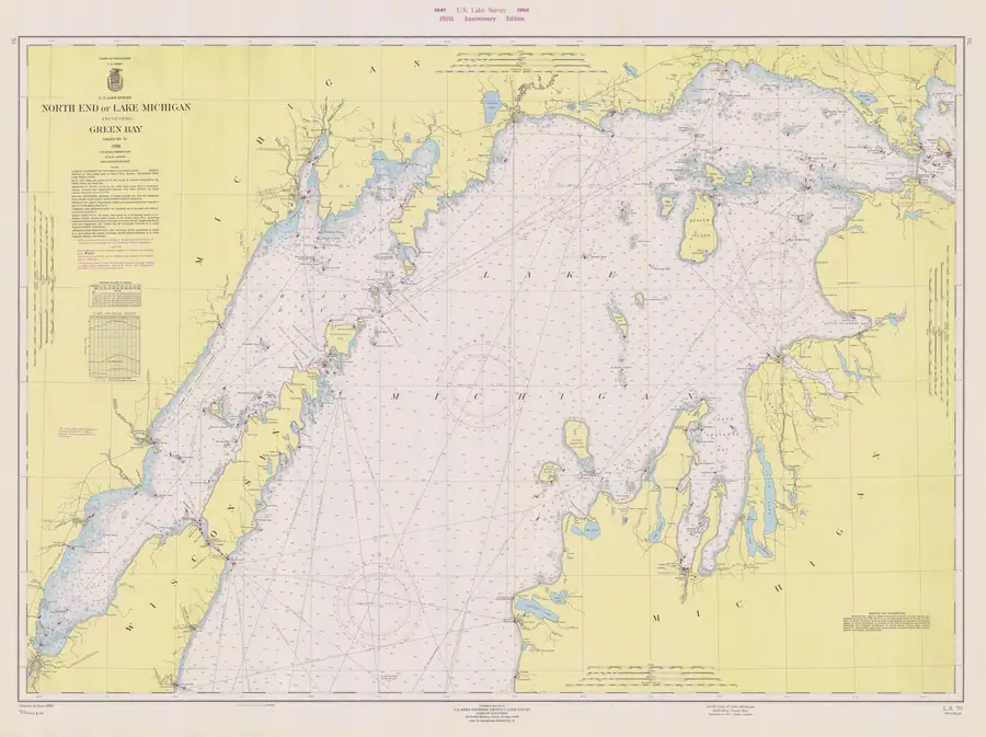 Historical chart: North End Of Lake Michigan Including Green Bay, held by NOAA Office of Coast Survey, 1966.
