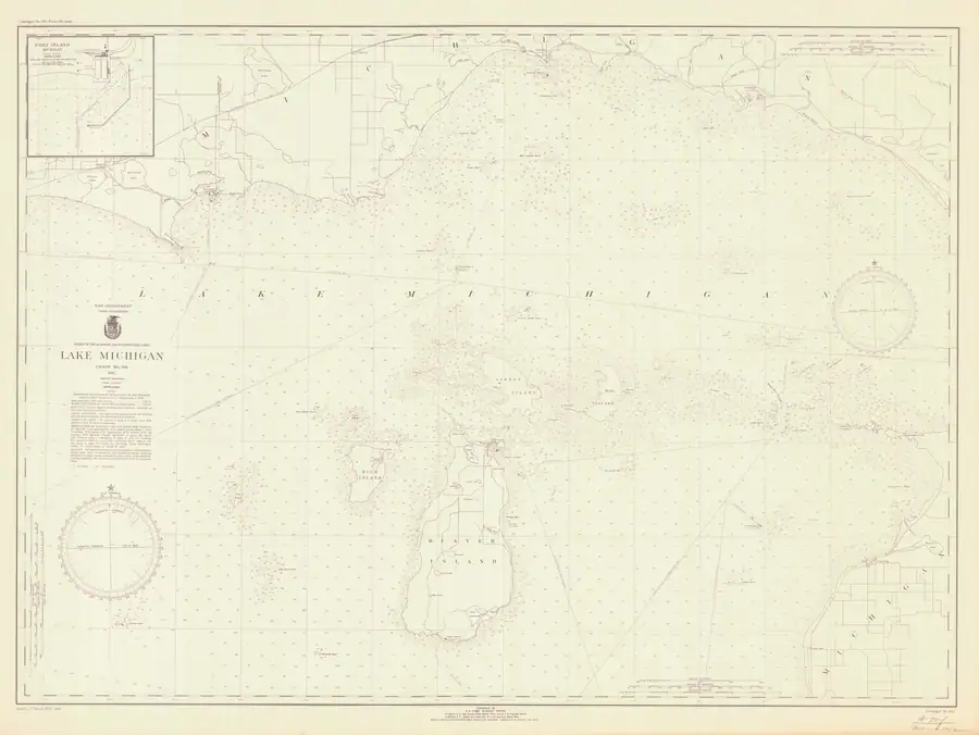 Historical chart: Lake Michigan, held by NOAA Office of Coast Survey, 1942.
