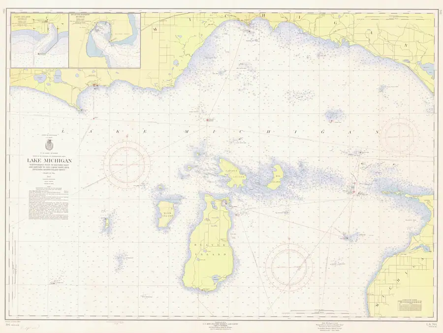 Historical chart: Lake Michigan Coast Waugoshance Point To Boulder Reef Brevort To Seul Choix Point Including Beaver Island Group, held by NOAA Office of Coast Survey, 1957.