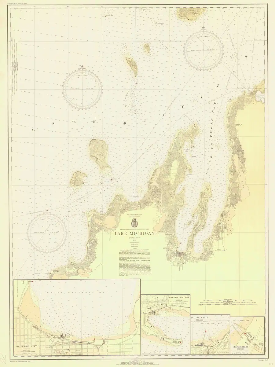 Historical chart: Lake Michigan, held by NOAA Office of Coast Survey, 1938.