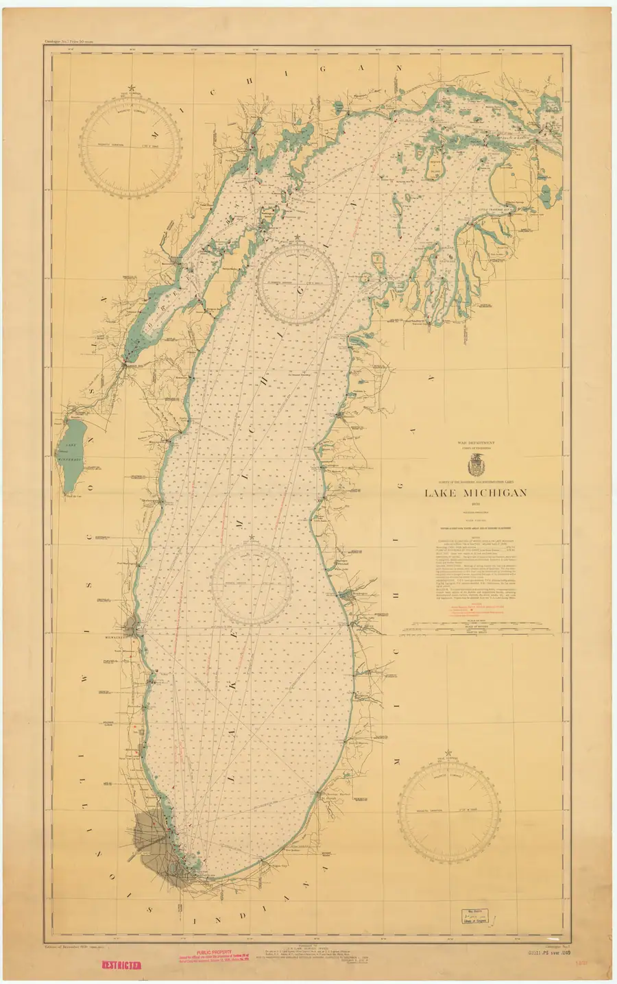 Historical chart: Lake Michigan, held by NOAA Office of Coast Survey, 1942.