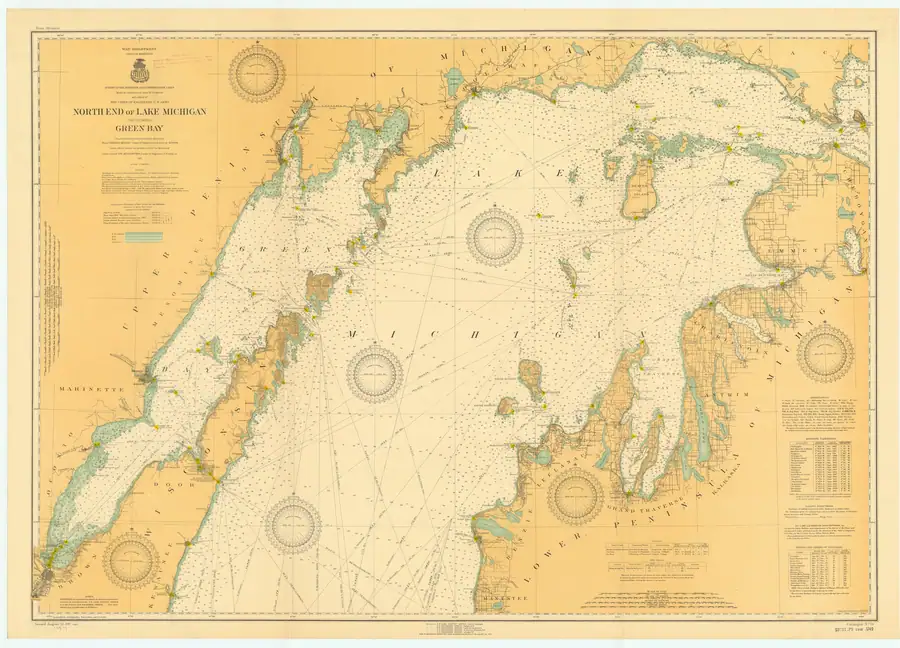 Historical chart: North End Of Lake Michigan Including Green Bay, held by NOAA Office of Coast Survey, 1917.