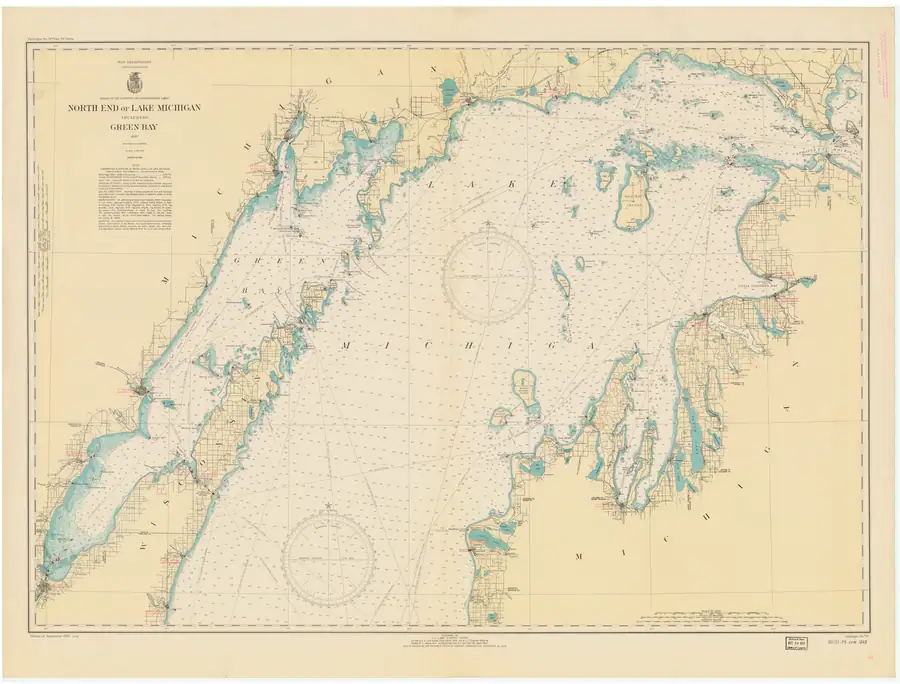 Historical chart: North End Of Lake Michigan Including Green Bay, held by NOAA Office of Coast Survey, 1939.