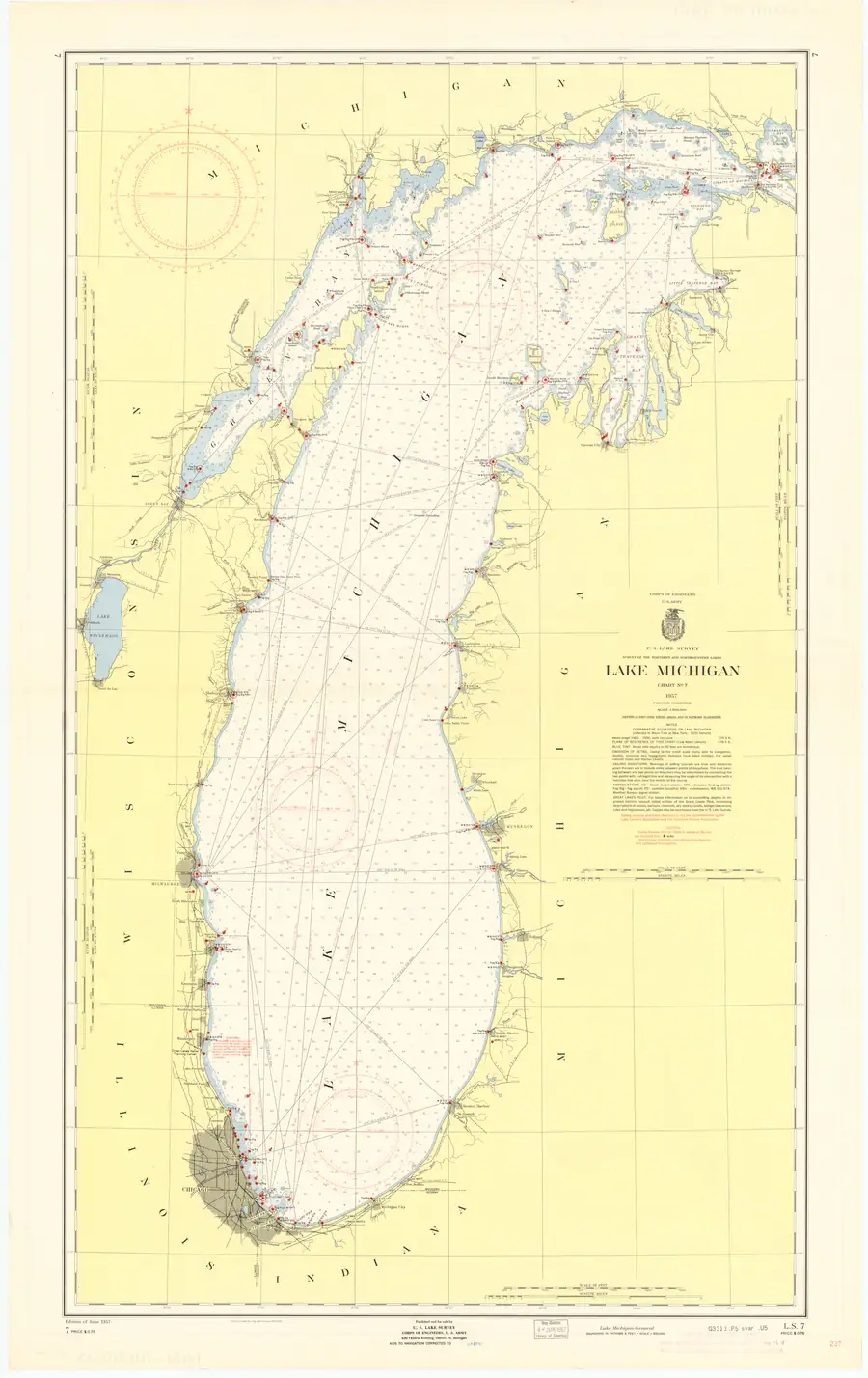 Historical chart: Lake Michigan, held by NOAA Office of Coast Survey, 1957.