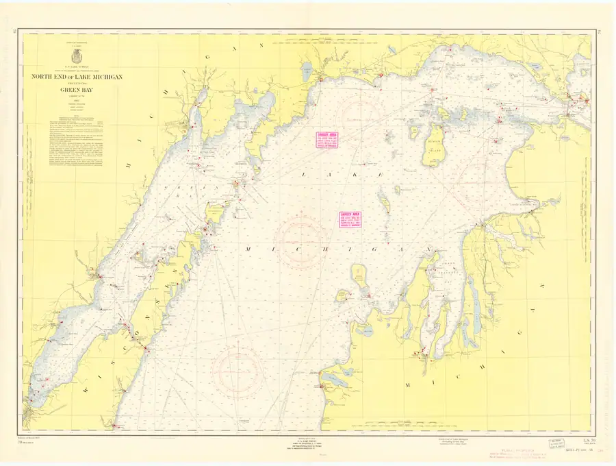 Historical chart: North End Of Lake Michigan Including Green Bay, held by NOAA Office of Coast Survey, 1957.
