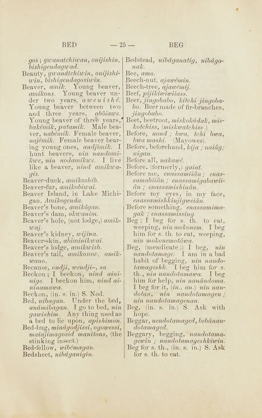 Scanned document page: Baraga, Dictionary of the Otchipwe Language, second