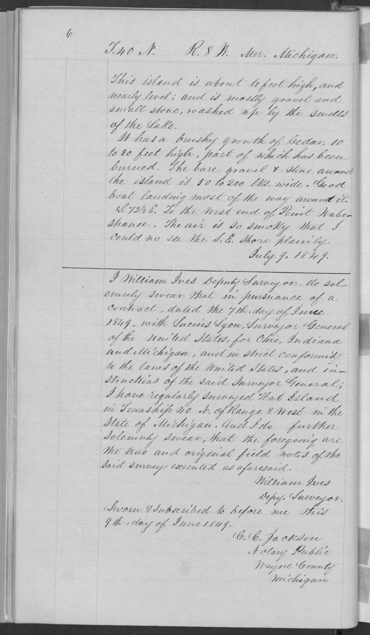 Scanned page: field note volume 168138 page 0006 hat island general description, held by Bureau of Land Management, General Land Office Records.