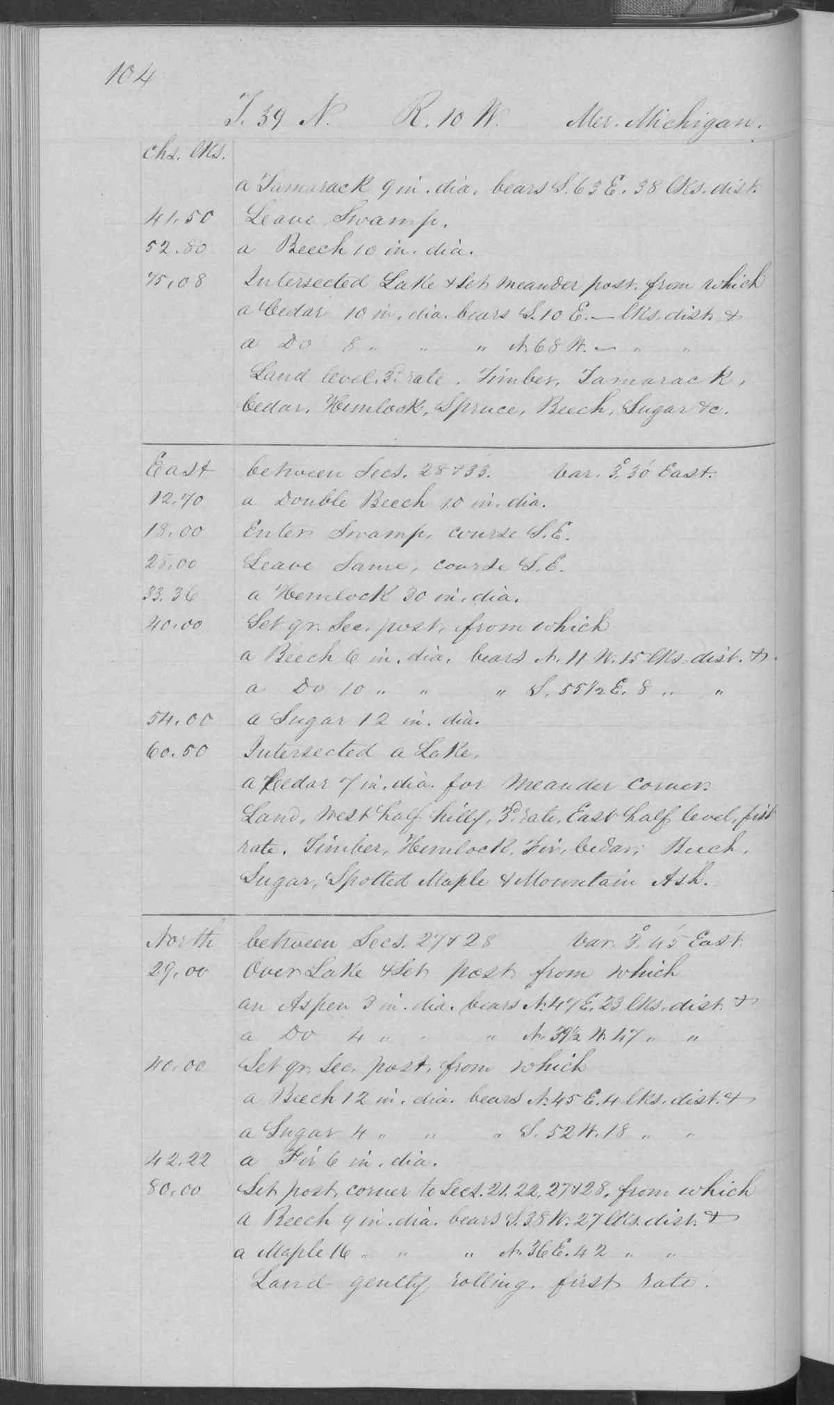 Scanned page: field note volume 168138 page 0104 beaver garden survey, held by Bureau of Land Management, General Land Office Records.
