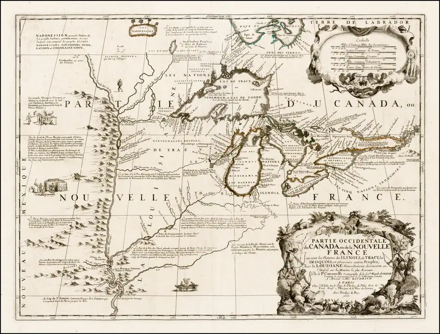 Historical chart: Coronelli Partie Occidentale du Canada (1688).