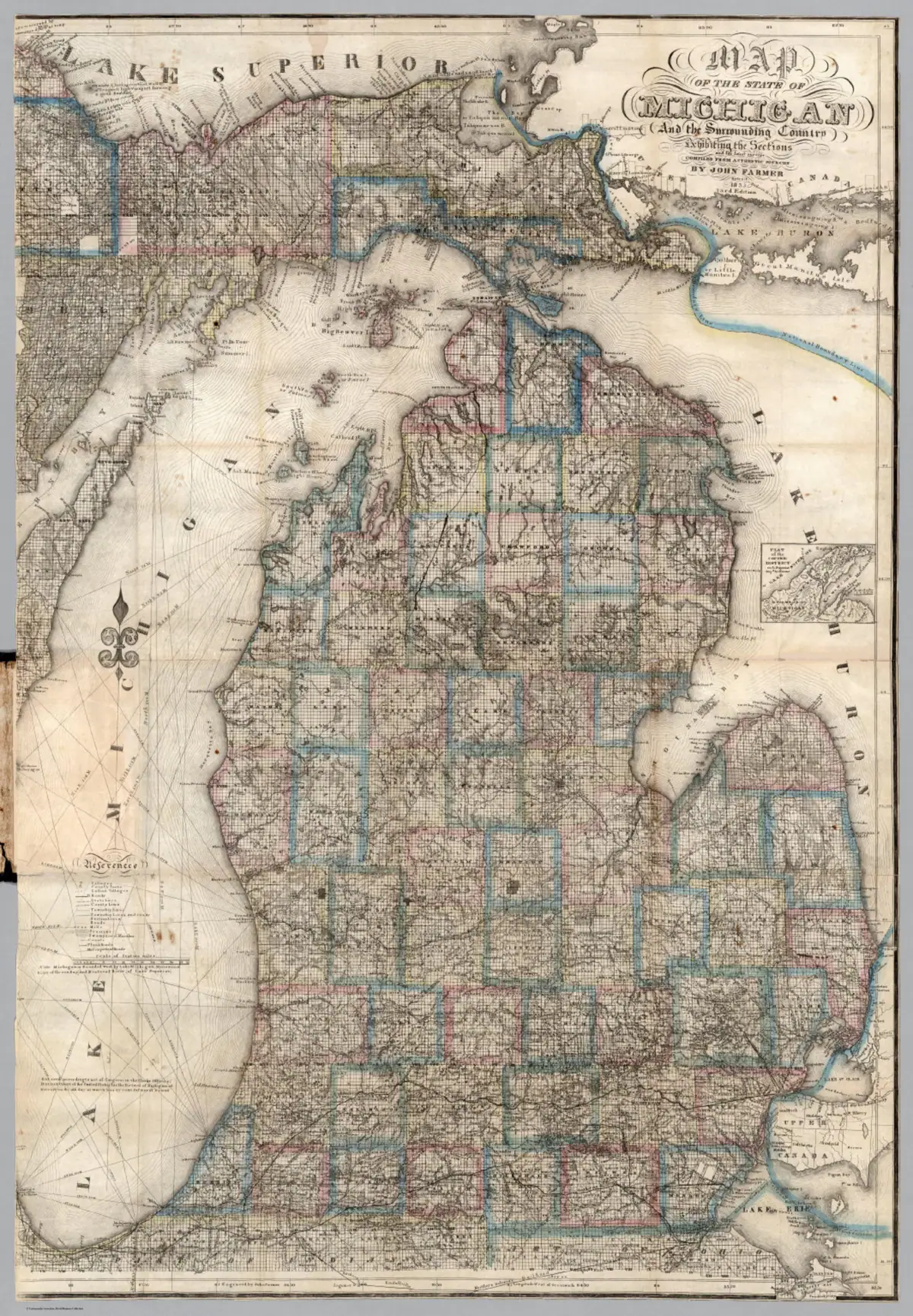 Historical chart: John Farmer map of Michigan (1853).