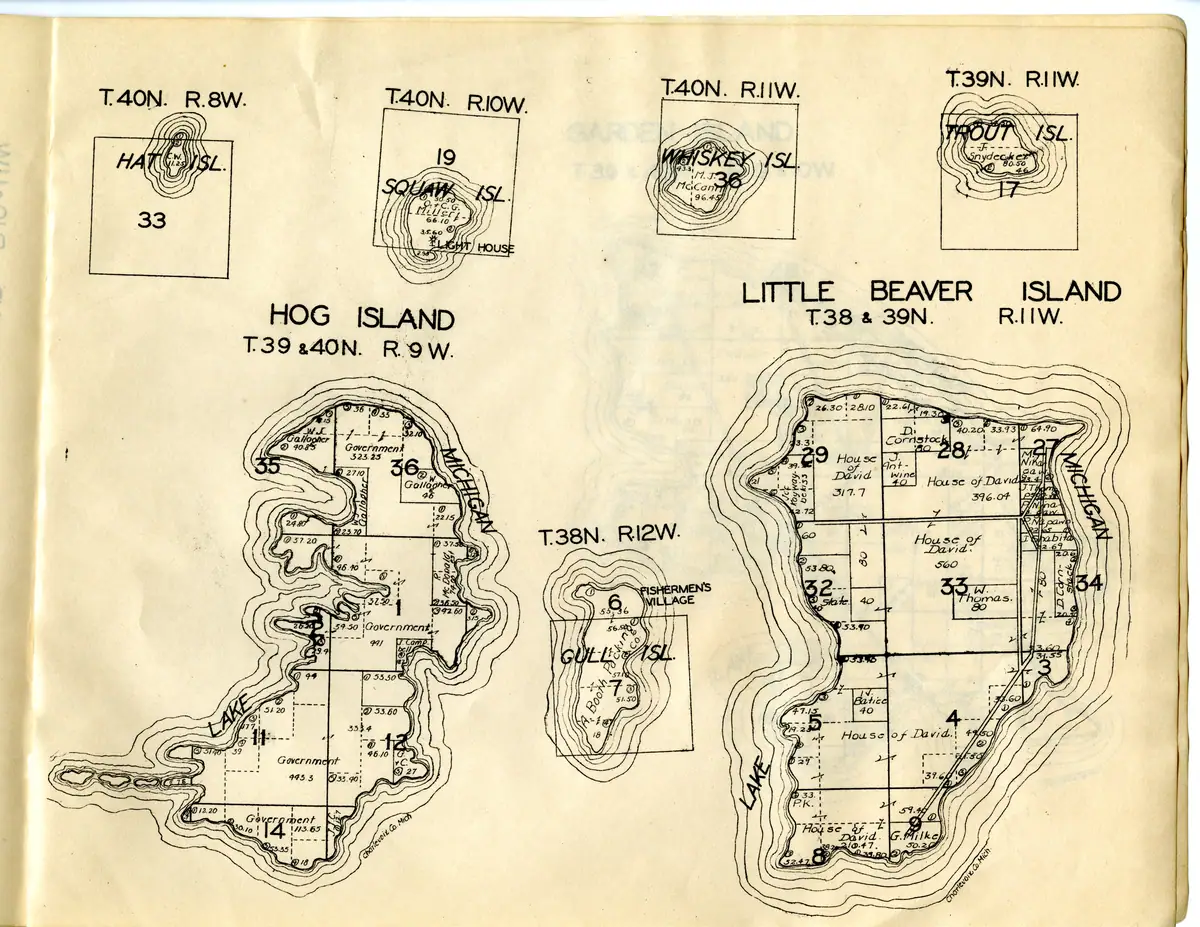 Map: Plats of Hog, Little Beaver and the small outer islands, second Hixson printing, held by Michigan State University Libraries, Digital Repository.