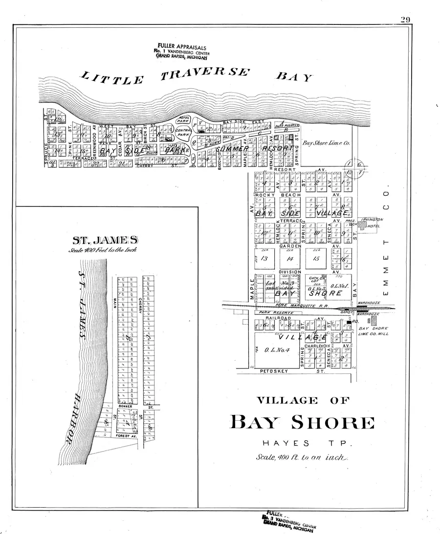 Map: Plat of the village of Saint James, Beaver Island (1901), held by University of Michigan, via the Internet Archive.
