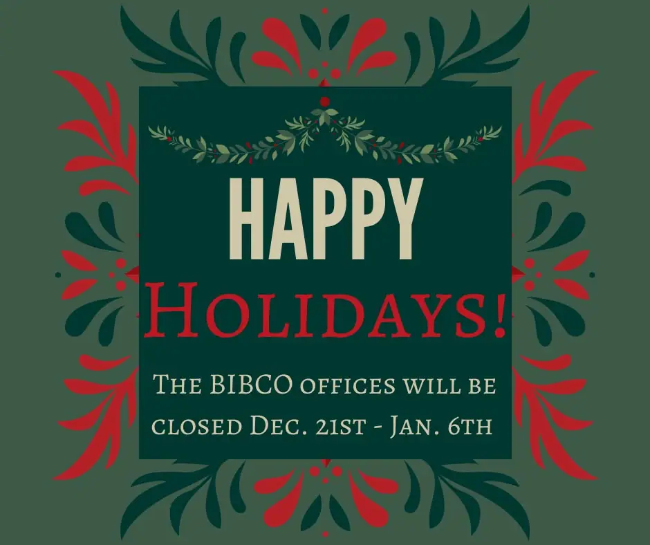 Decorative holiday graphic announcing office closure dates.