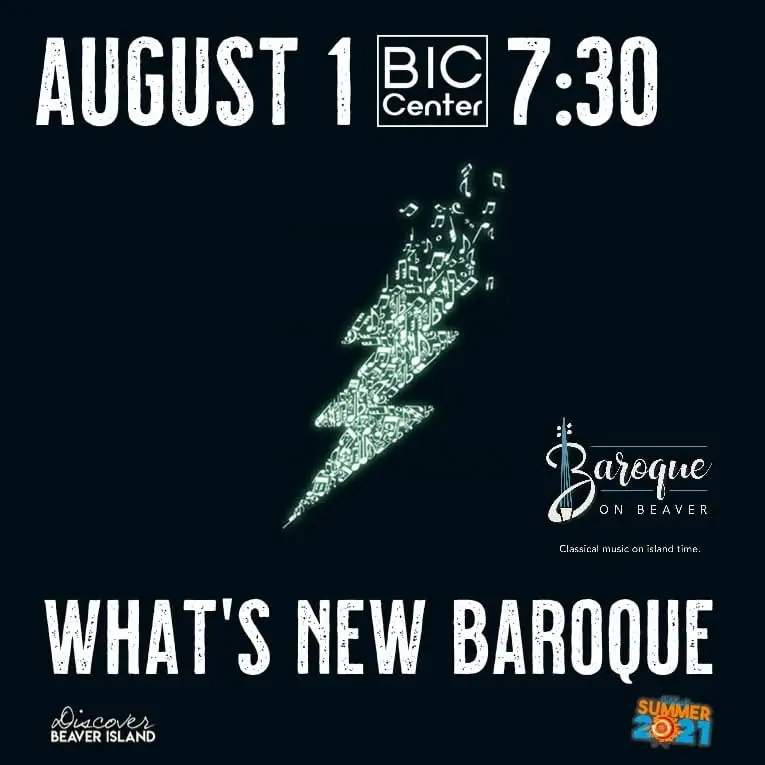 Promotional graphic for a classical music performance, with musical-note artwork and event lettering.