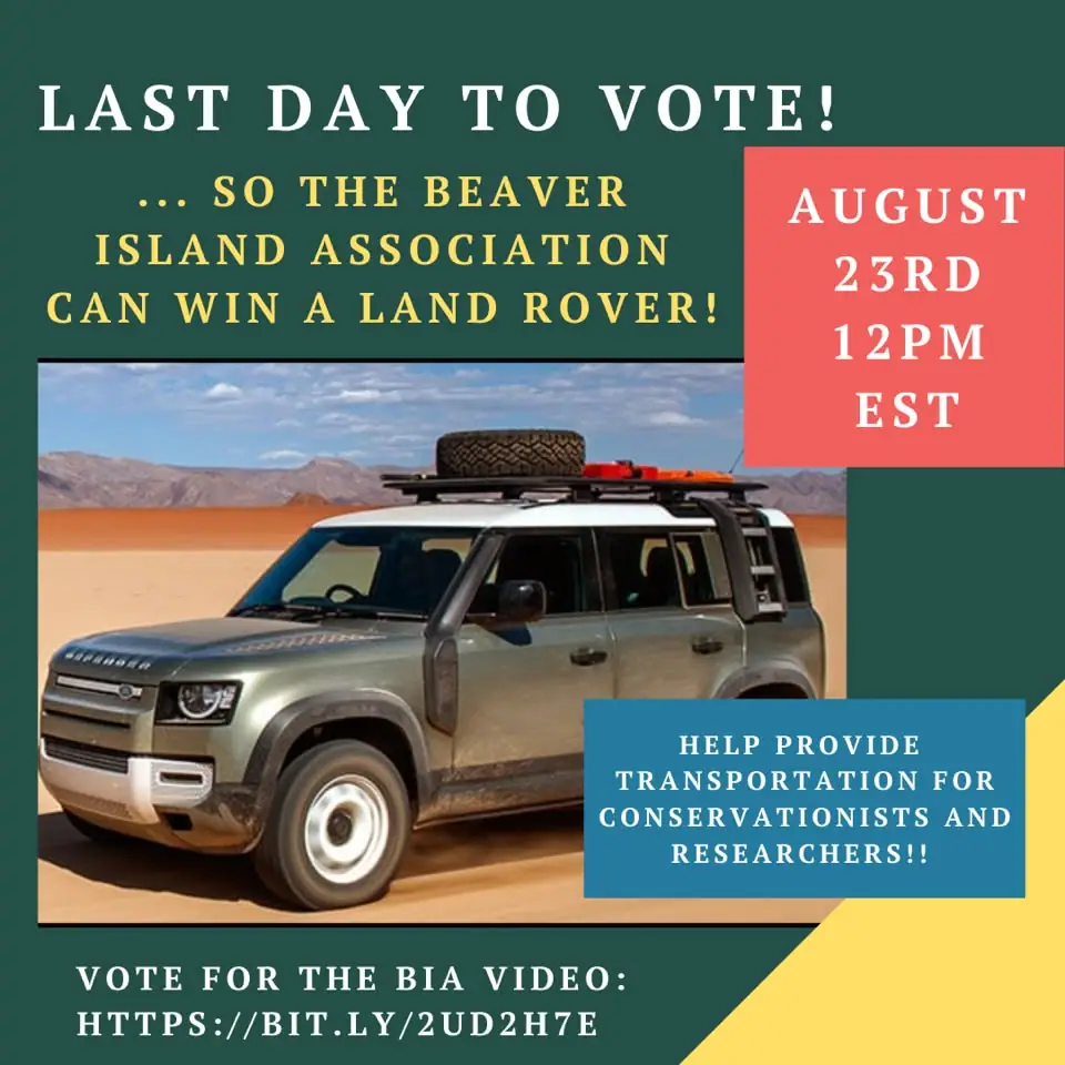 Promotional graphic featuring an off-road vehicle, desert scenery, and a call to vote for transportation support.