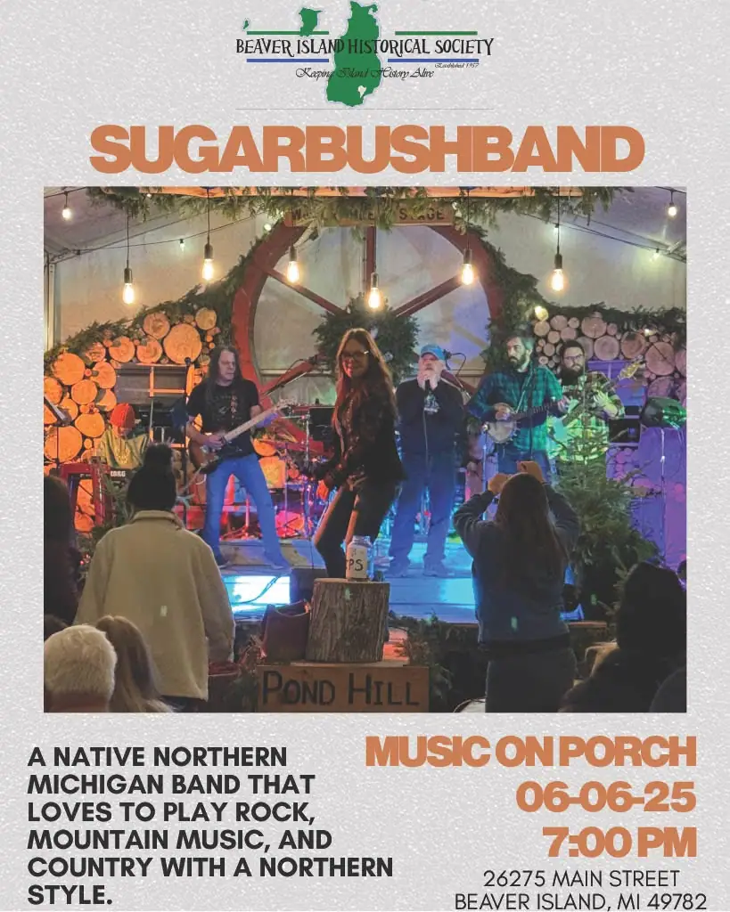 Promotional poster showing musicians performing before an audience on a decorated stage.